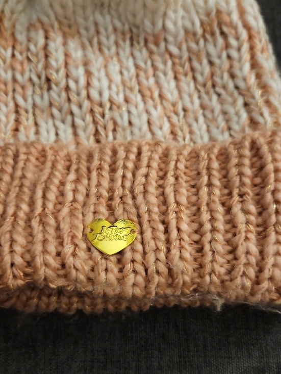 BETSEY JOHNSON Metallic Knit Pastel Pink Pom Pom Beanie Hat main image 5